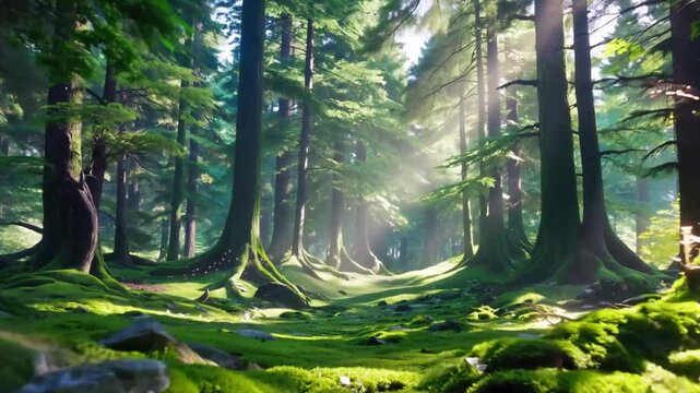 Professiona Mode Fantasy Forest with Green Moss a