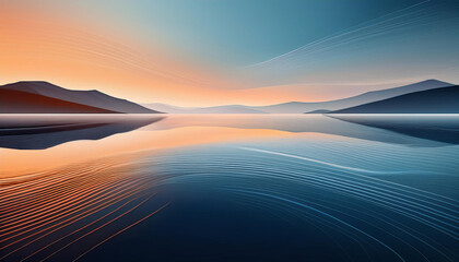a minimalist design offering parallel lines and easy curves emulating the serene movement of a peaceful lake at dawn