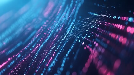 Abstract Blue and Pink Light Particle Wave