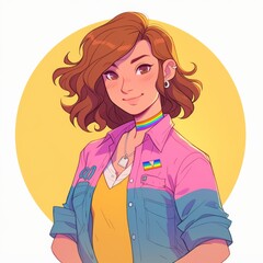 LGBTQ+ Community Member Wearing a Transgender Pin, Celebrating LGBT Pride and Inclusivity.