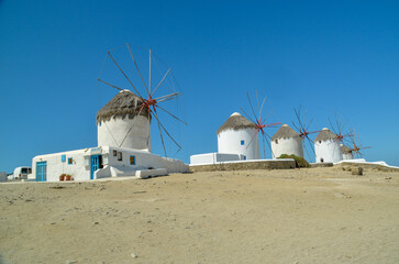 windmills in mykonos island grreece