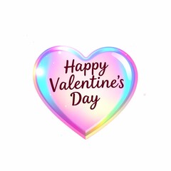 Happy Valentine's Day Heart: A vibrant, colorful heart with a holographic finish, adorned with the message "Happy Valentine's Day", perfect for romantic greetings, social media, or crafting projects.