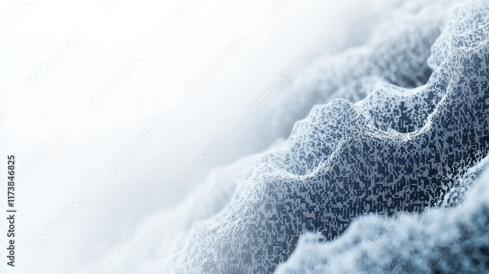 Poster abstract digital landscape with glowing particles. ideal for technology, innovation, and data scienc