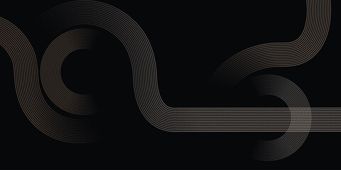 Abstract gold circle lines on dark background. Geometric stripe line art design. Modern luxury template Background