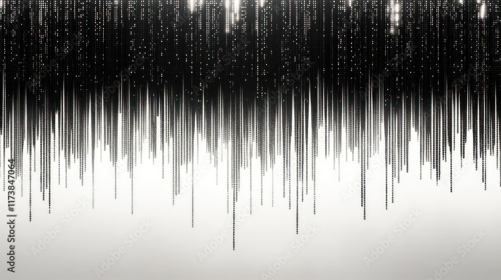 Aufkleber black and white digital rain streams create a futuristic backdrop. ideal for tech presentations, web