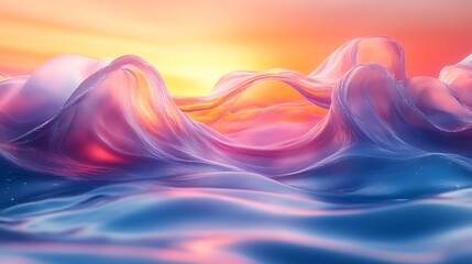 Fototapeta premium Abstract Colorful Waves Sunset Landscape