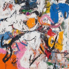 Abstract Colorful Art Composition with Dynamic Brushstrokes