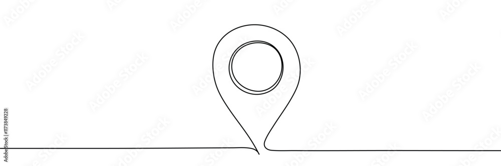 Poster map pin line background. one line drawing background. continuous line drawing of gps icon. editable 