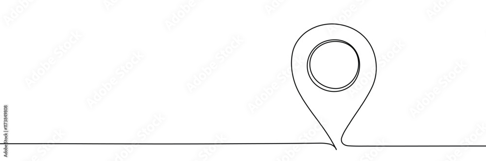 Poster map pin line background. one line drawing background. continuous line drawing of gps icon. editable 