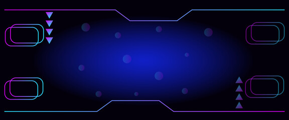 offline game streaming banner with gradient geometric shapes on black and blue background