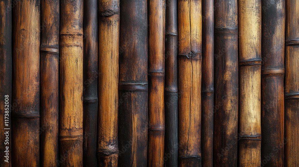 Poster natural beauty of bamboo in warm tones showcases texture and harmony in a serene setting ideal for m