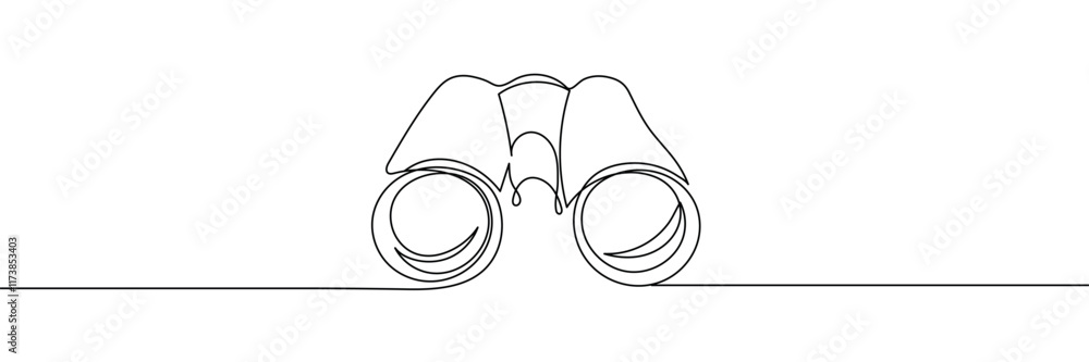 Poster continuous single line binoculars. editable line. vector illustration