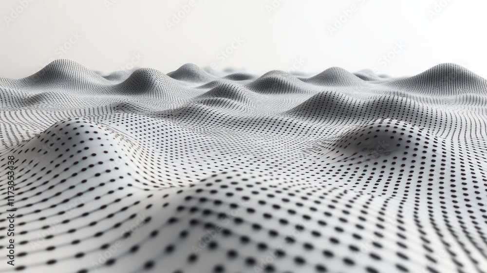 Aufkleber a white dotted landscape forms gentle hills. this abstract design suggests data visualization, terra
