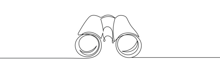 Continuous single line binoculars. Editable line. Vector illustration