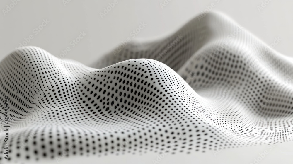 Aufkleber a white undulating surface covered in black dots creates a dynamic 3d landscape. ideal for website b
