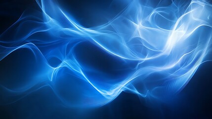 Obraz premium Abstract Blue Light Waves Flowing Dynamically