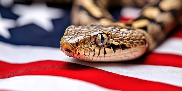 snake on american flag background