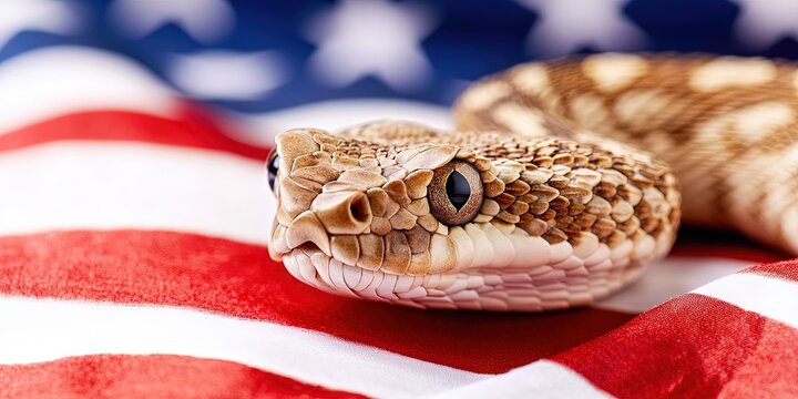 snake on american flag background