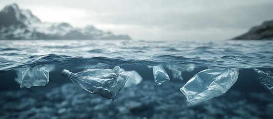 Obraz premium Ocean Pollution: Plastic Waste Threatening Marine Life