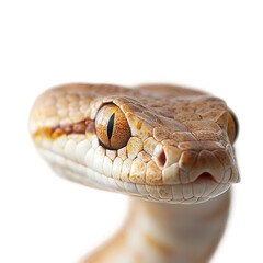 Fototapeta premium close up of a brown snake head isolated on a white background