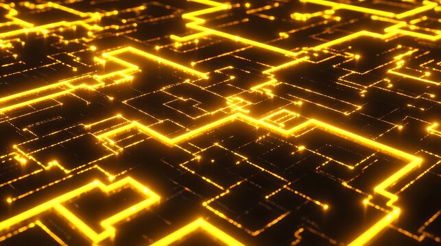Abstract glowing golden lines network pattern design