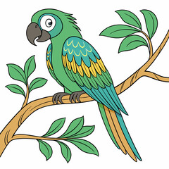green parrot on a branch