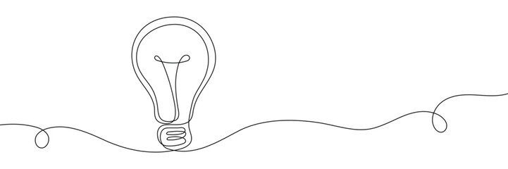 Light bulb isolated on white light bulb one line outline vector art illustration. Editable line.
