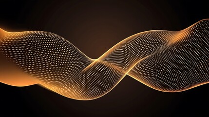 Golden Abstract Wave of Illuminated Dots Design