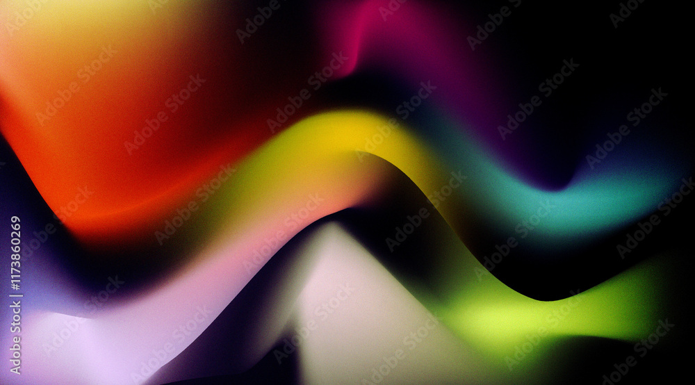 Poster an abstract illustration with soft color gradients that move from rich warm tones to cool ones