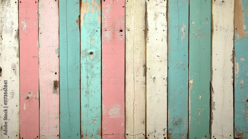 Poster colorful wooden planks create a vibrant background for creative projects in a rustic setting. genera