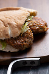 traditional pita falafel sandwich