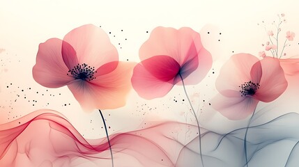 Fototapeta premium Delicate Pink Poppies Abstract Floral Art