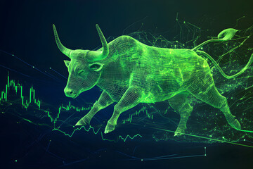 Stock Market Bullish Trend Concept,  Bull Illustration