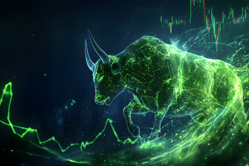 Stock Market Bullish Trend Concept,  Bull Illustration