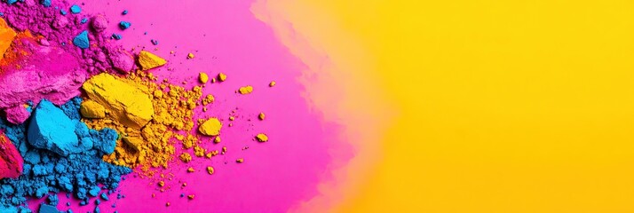 Fototapeta premium holi, copy space, minimalist, isolated on solid background 