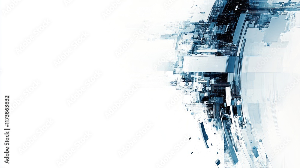 Poster abstract blue and white tech background with geometric shapes and lines. ideal for website banners p