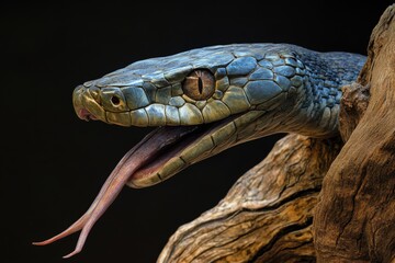 close up of a snake in the sun