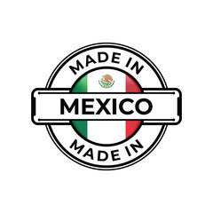 Made in Mexico label icon emblem isolated on white background