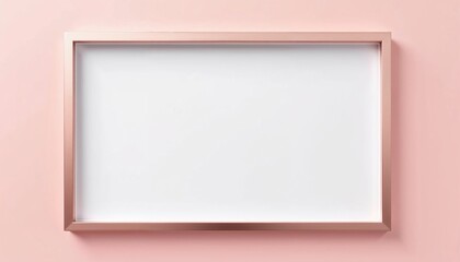 Rectangular rose gold frame on soft pink background for modern decor