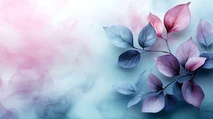 Delicate pastel leaves against a soft smoky background