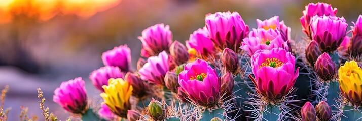 Obraz premium cacti in the desert, colorful cactus blossoms,