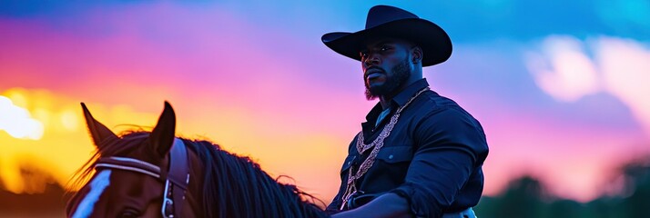 black man riding horse