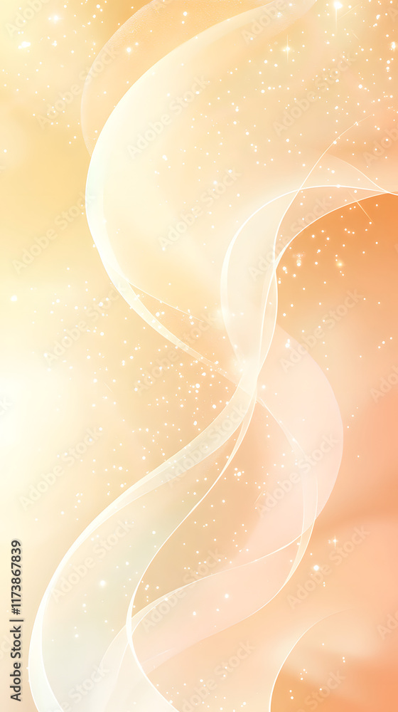 Aufkleber abstract background featuring glowing soft pastel waves with shimmering particles creating a dreamy 