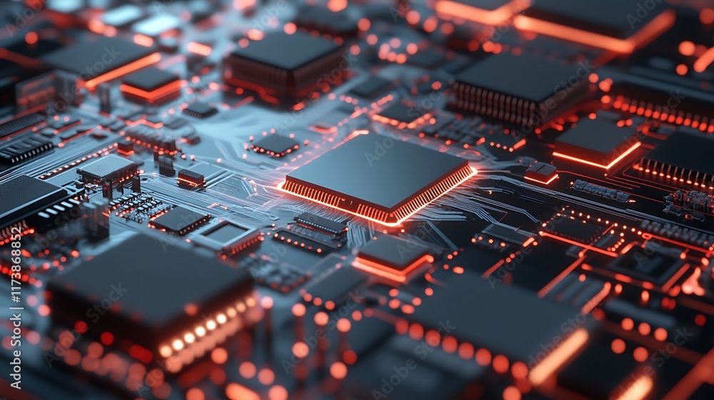 Poster illuminated central processing unit on circuit board