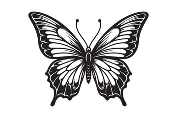 A clean black outline of a butterfly 3.eps