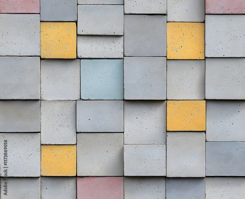 Poster wall made with concrete blocks - seamless pattern concept useful for renderings applications