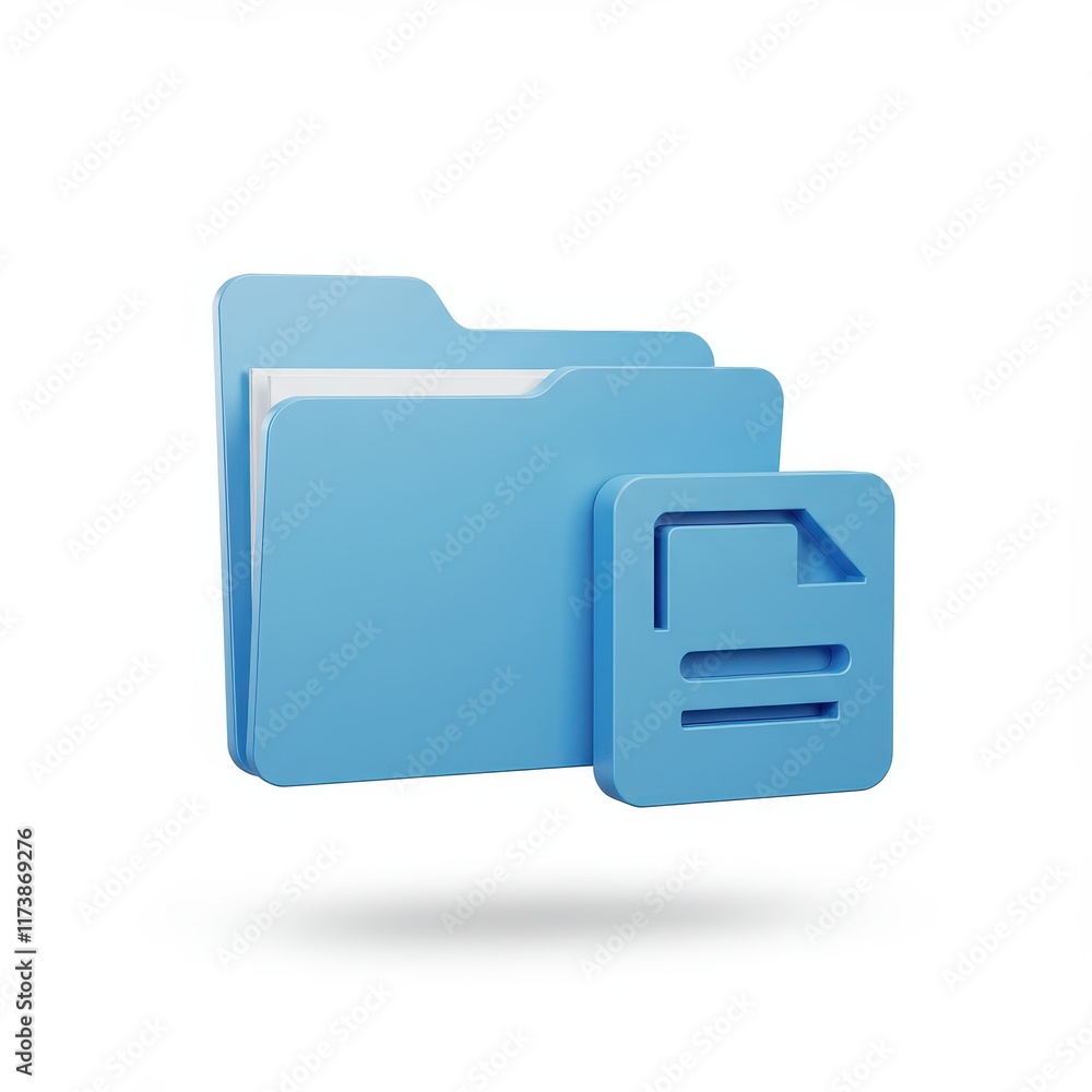 Poster folder and file 3d icon isolated on white background