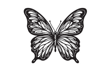 A clean black outline of a butterfly 4.eps