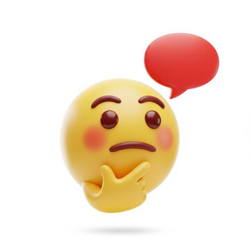 recommend clip art: 3D emoji thinking face isolated on white background with a red and yellow color scheme