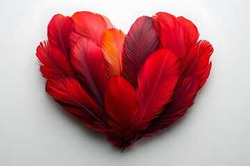 Red Feather Heart Design for Love and Romance-Themed Projects